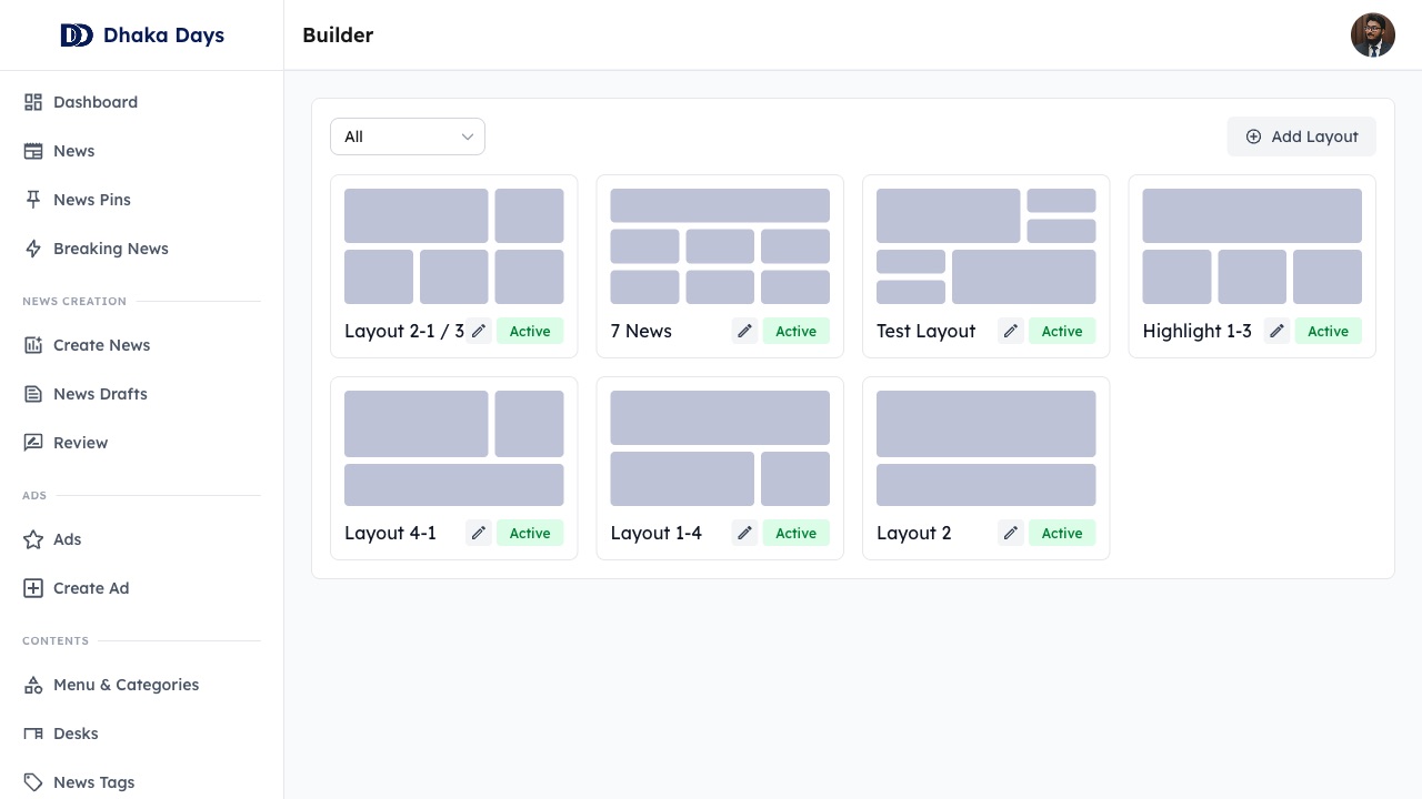 Homepage grid builder