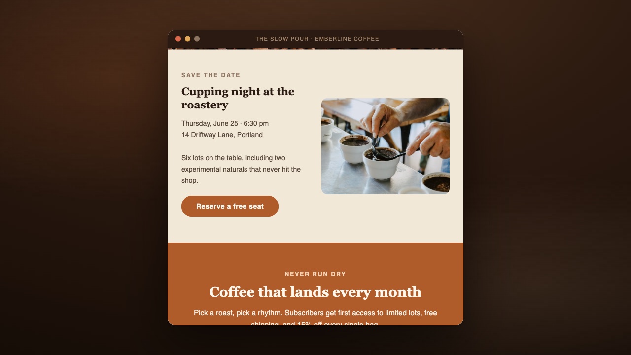 Event invite & subscription CTA
