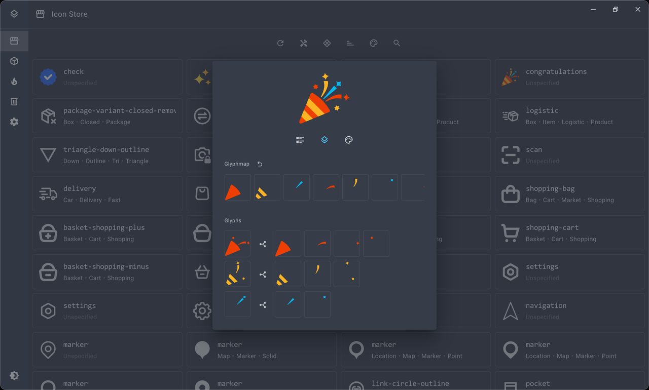 Per-icon glyph editor