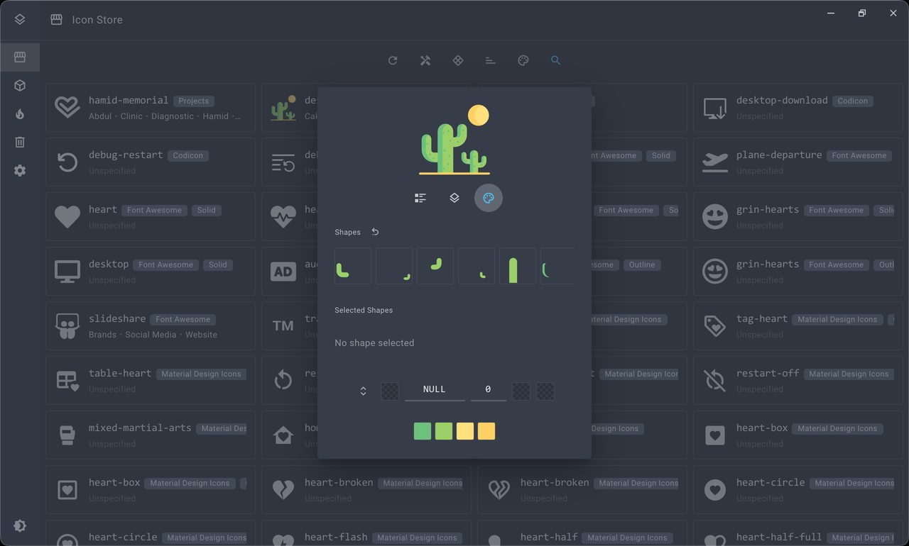 Shape & colour editor