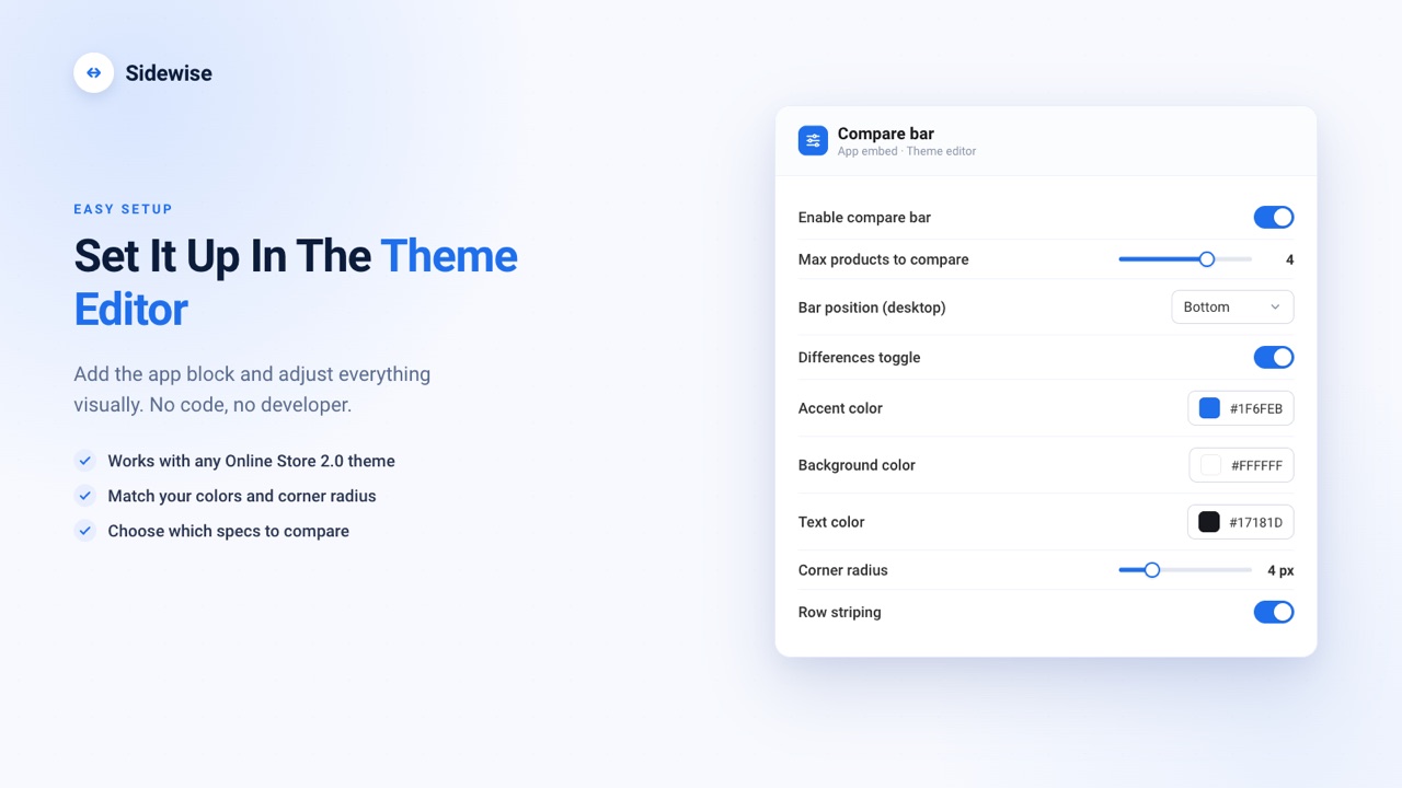 Theme-editor setup — no code
