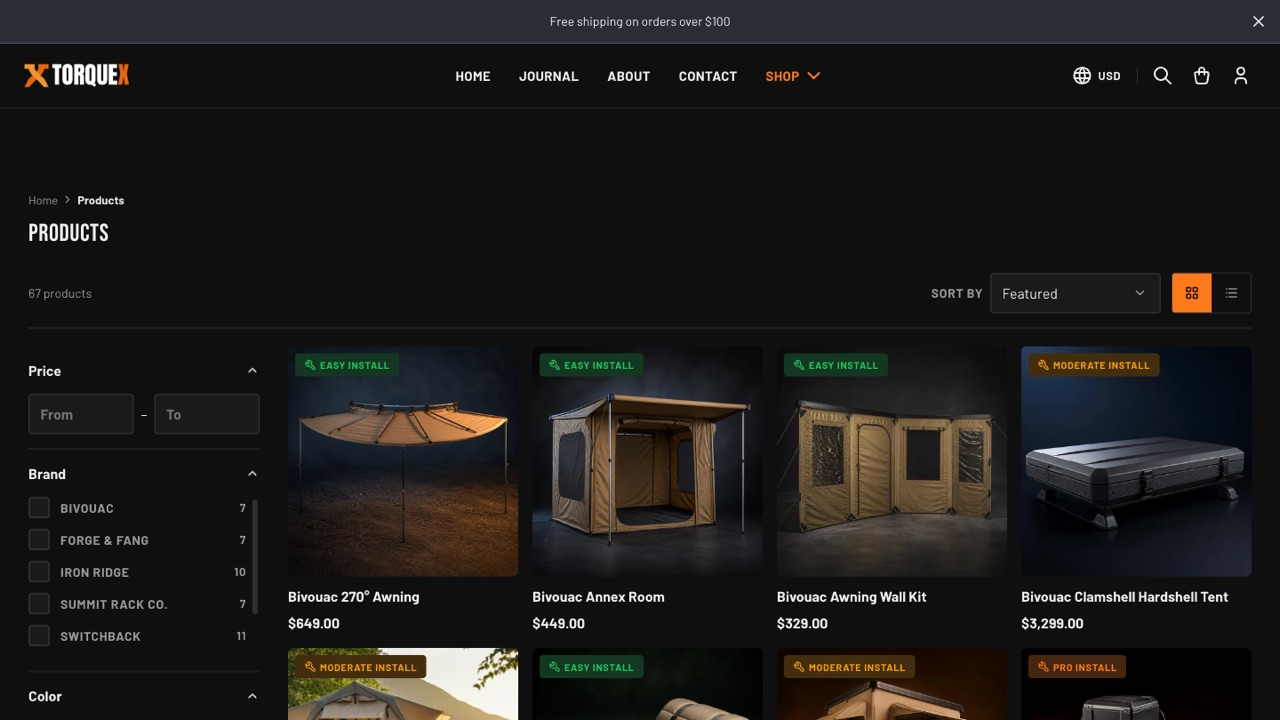 Shop — faceted filtering